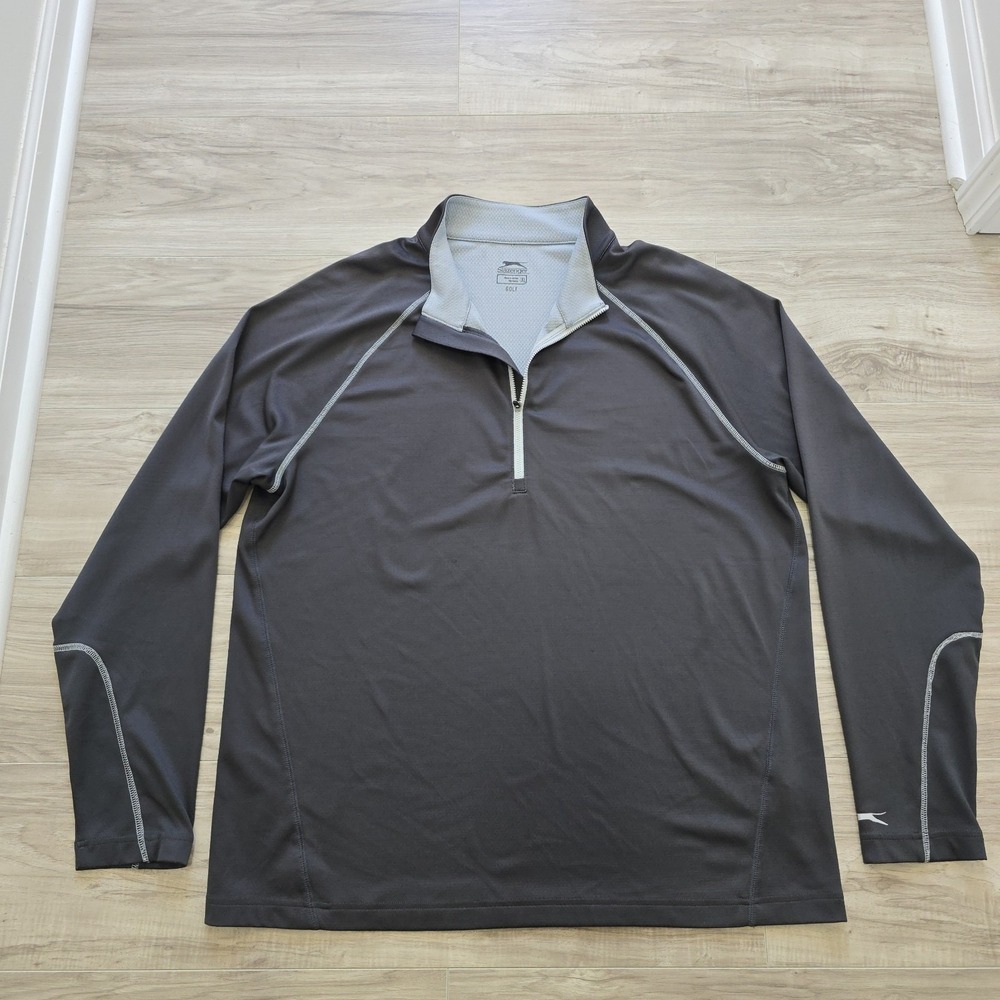 Slazenger Men's Shirt XL Golf Pullover Athletic 1/4 Zip Gray Long Sleeve